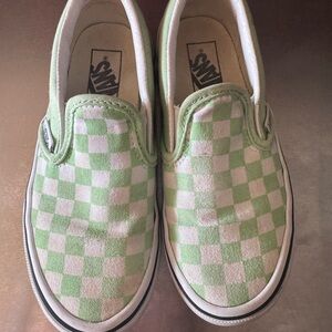 Vans Kids Mint Green Checkered Slip-On Sneakers